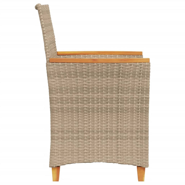 Tuinstoelen 2 st met kussens poly rattan en massief hout beige