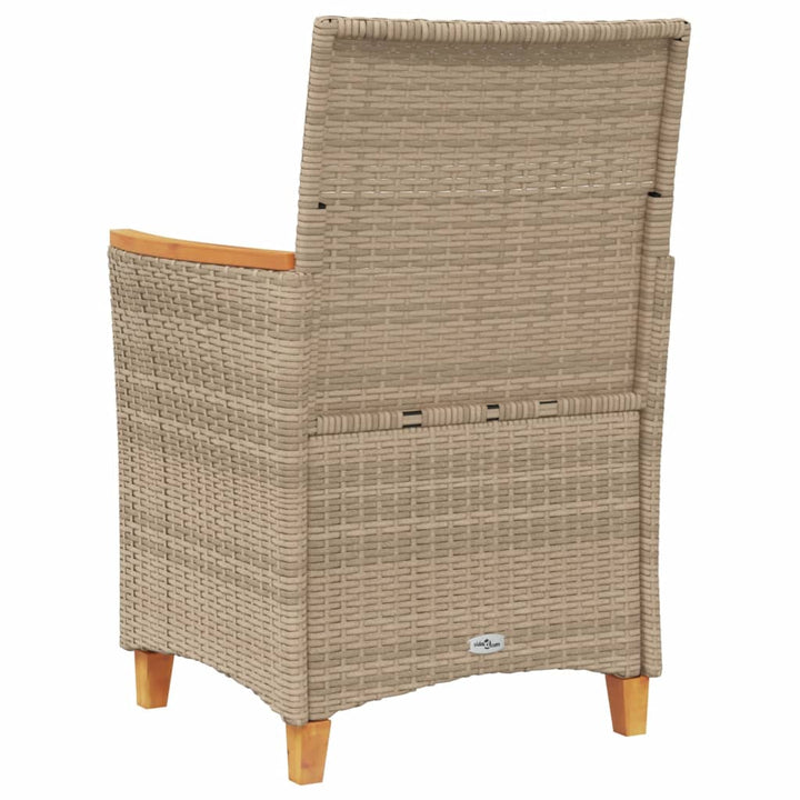 Tuinstoelen 2 st met kussens poly rattan en massief hout beige