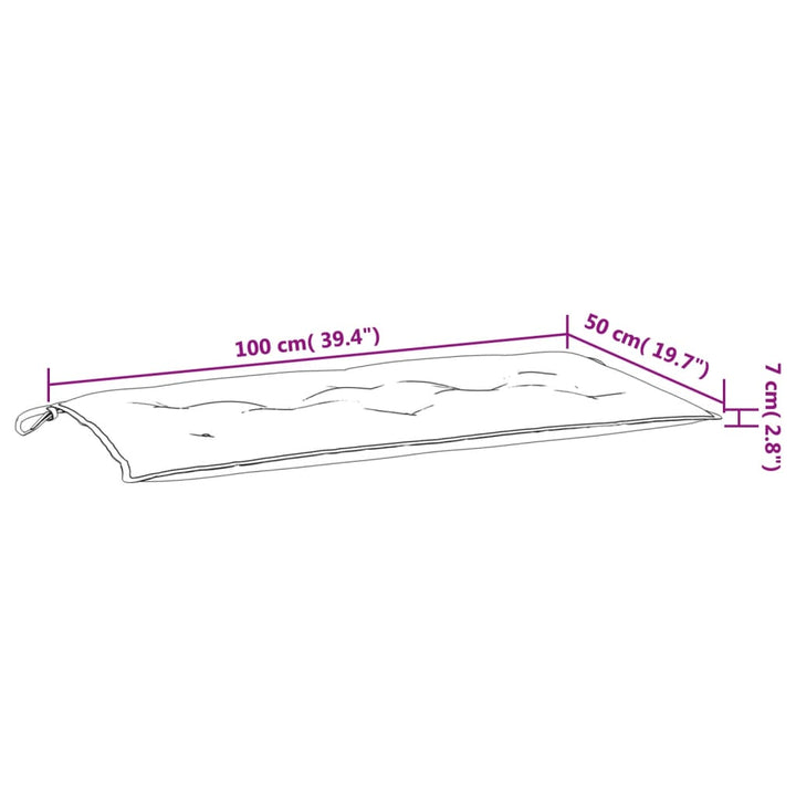 Tuinbankkussens 2 st 100x50x7 cm stof gemøªleerd crèmekleurig