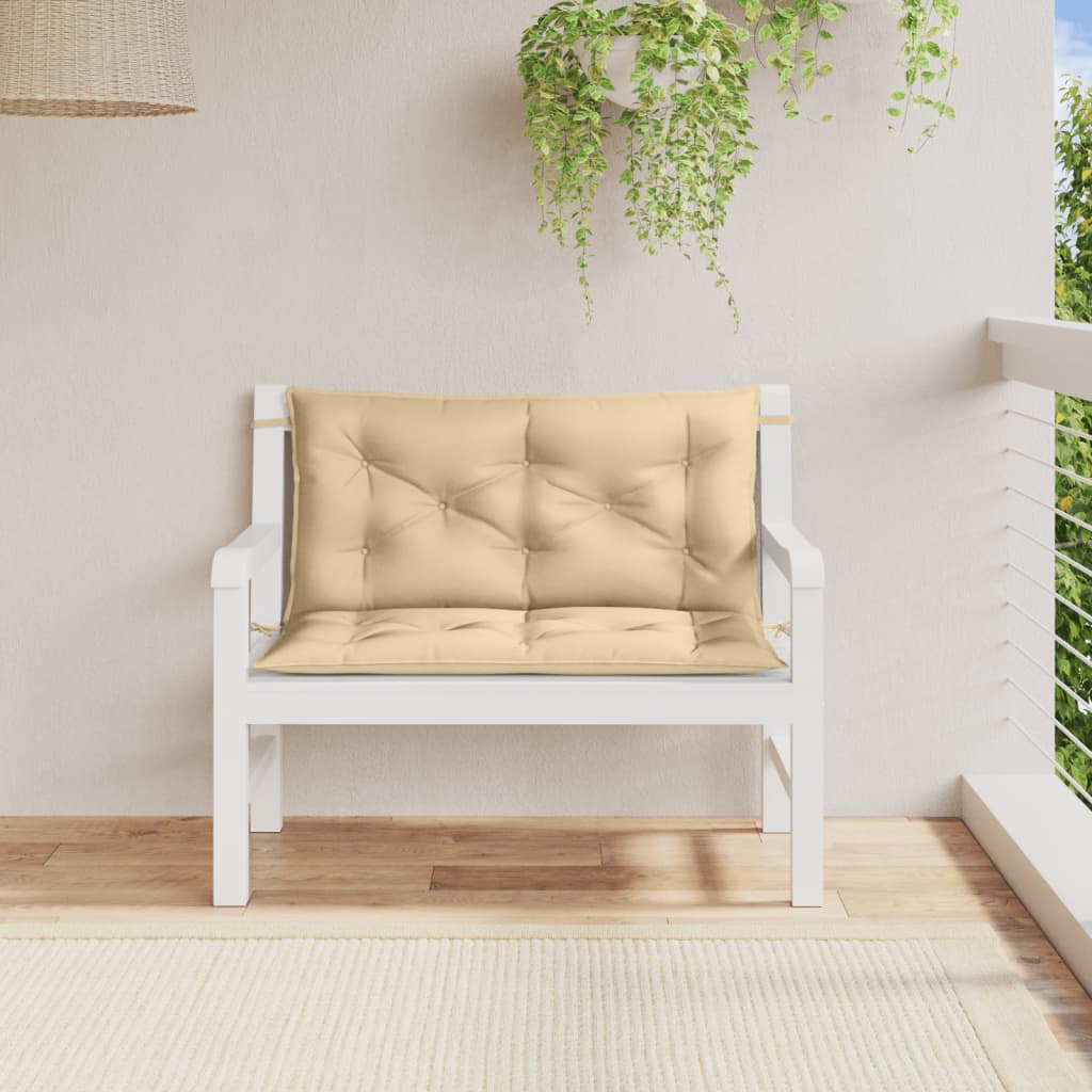 Tuinbankkussens 2 st 100x50x7 cm stof gemøªleerd beige