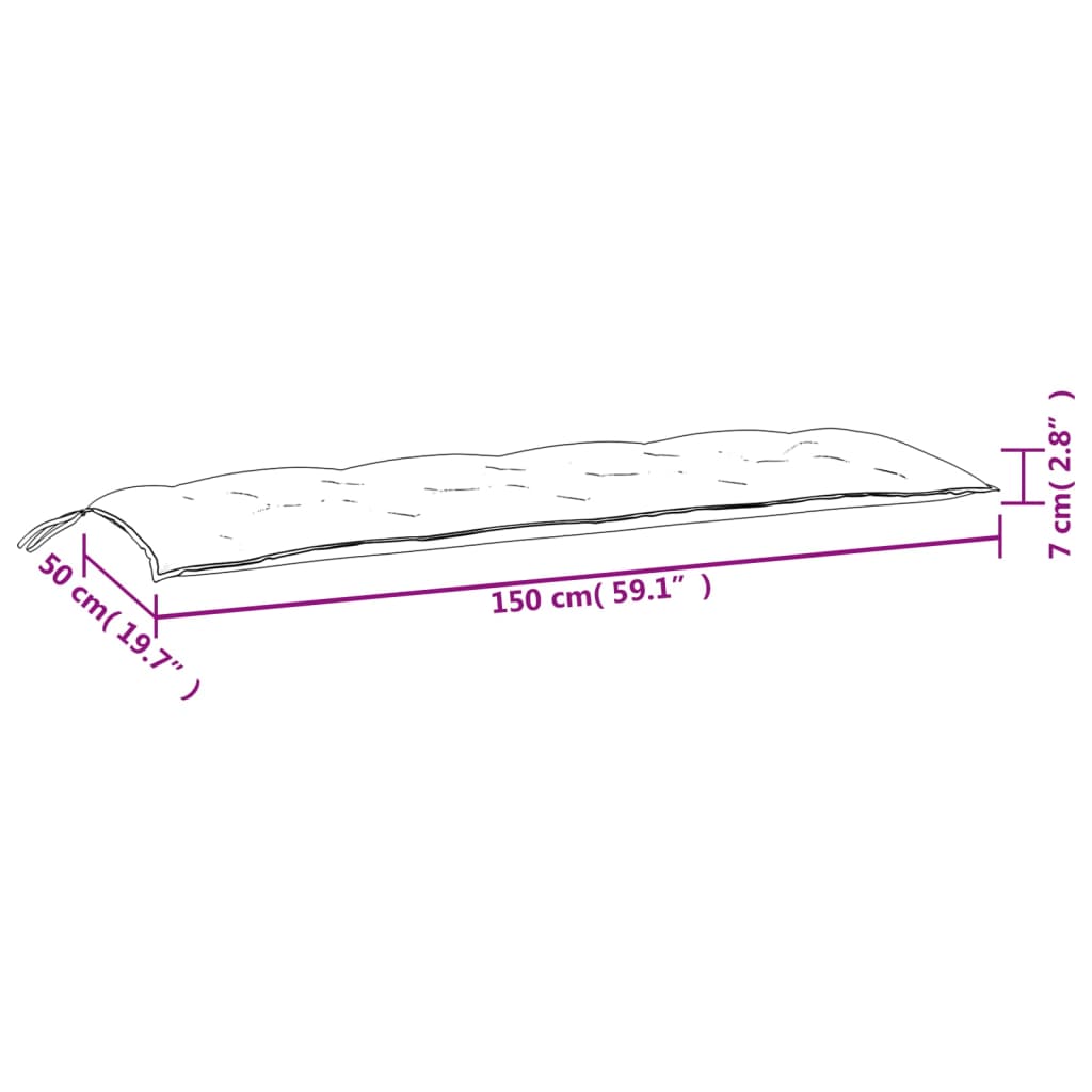 Tuinbankkussens 2 st 150x50x7 cm stof gemøªleerd crèmekleurig