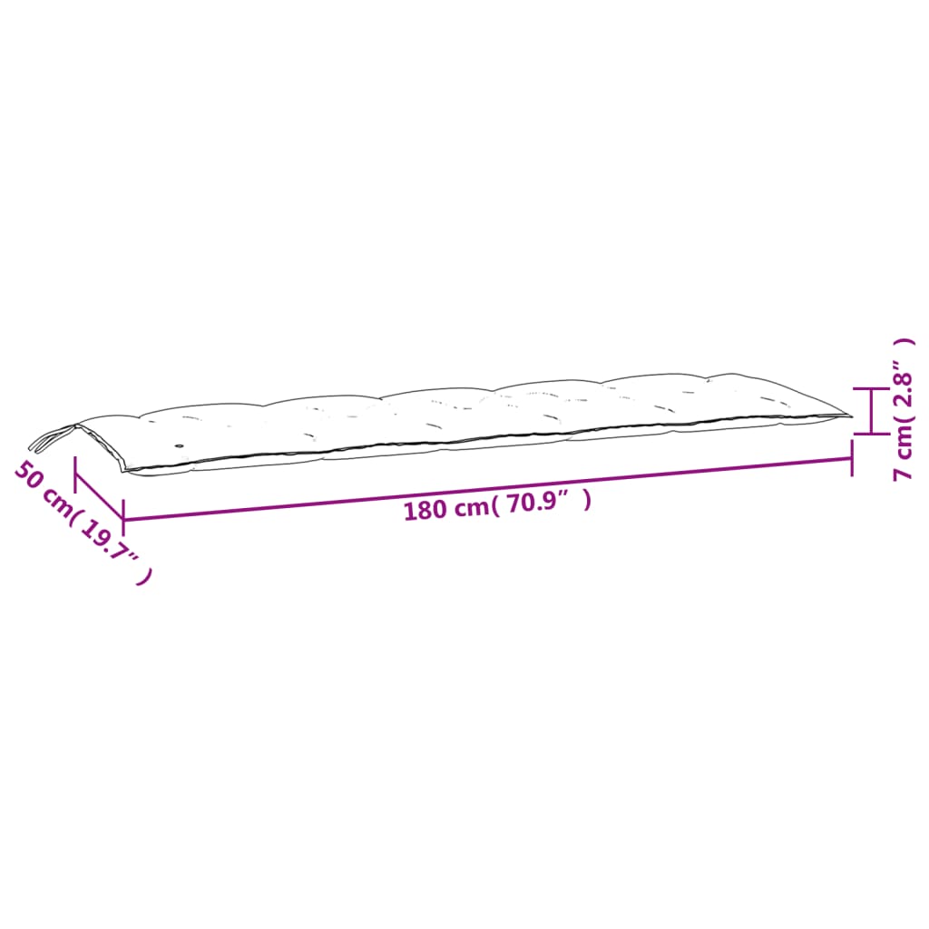 Tuinbankkussens 2 st 180x50x7 cm stof gemøªleerd antracietkleur