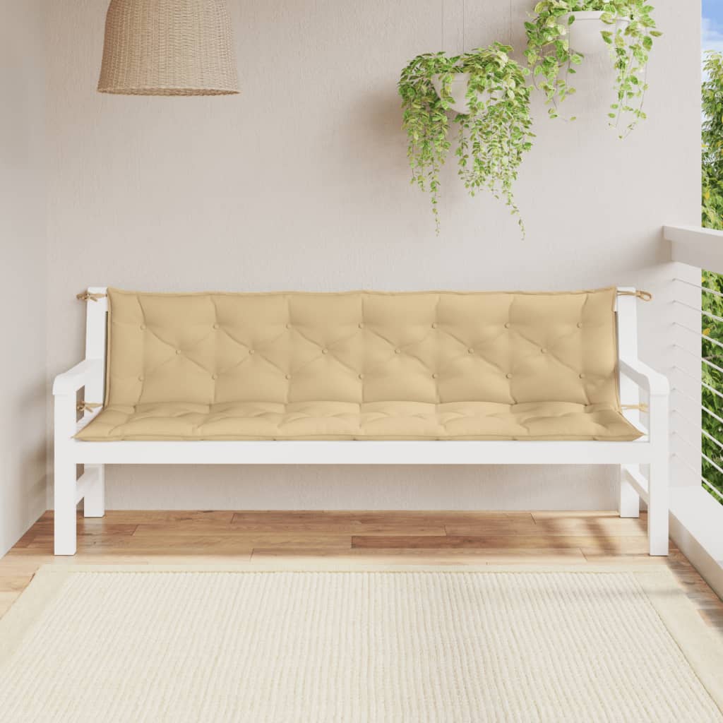 Tuinbankkussens 2 st 200x50x7 cm stof gemøªleerd beige