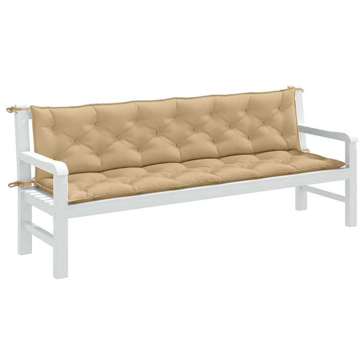 Tuinbankkussens 2 st 200x50x7 cm stof gemøªleerd beige