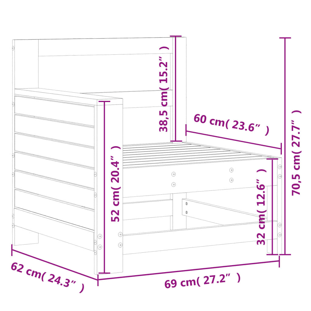 Tuinbank met armleuning 69x62x70,5 cm geïmpregneerd grenenhout