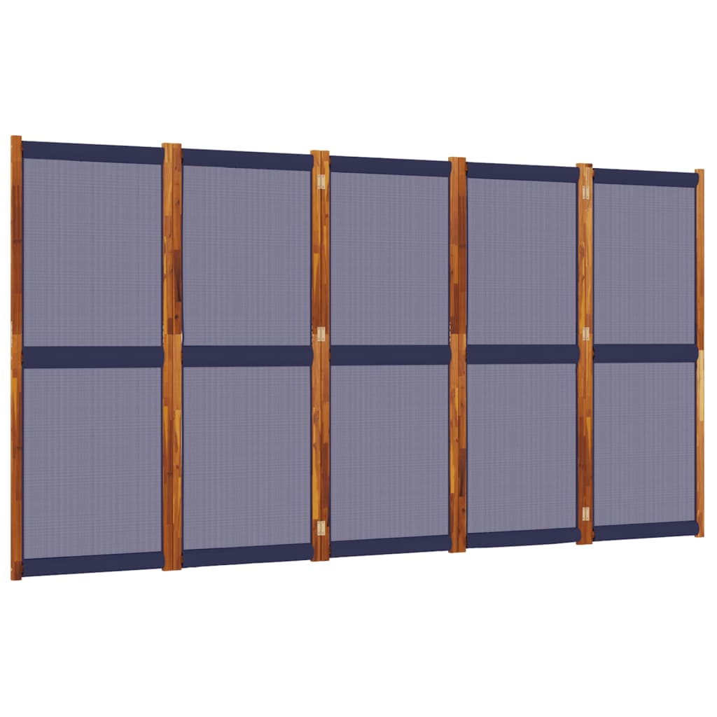 Kamerscherm met 5 panelen 350x180 cm donkerblauw