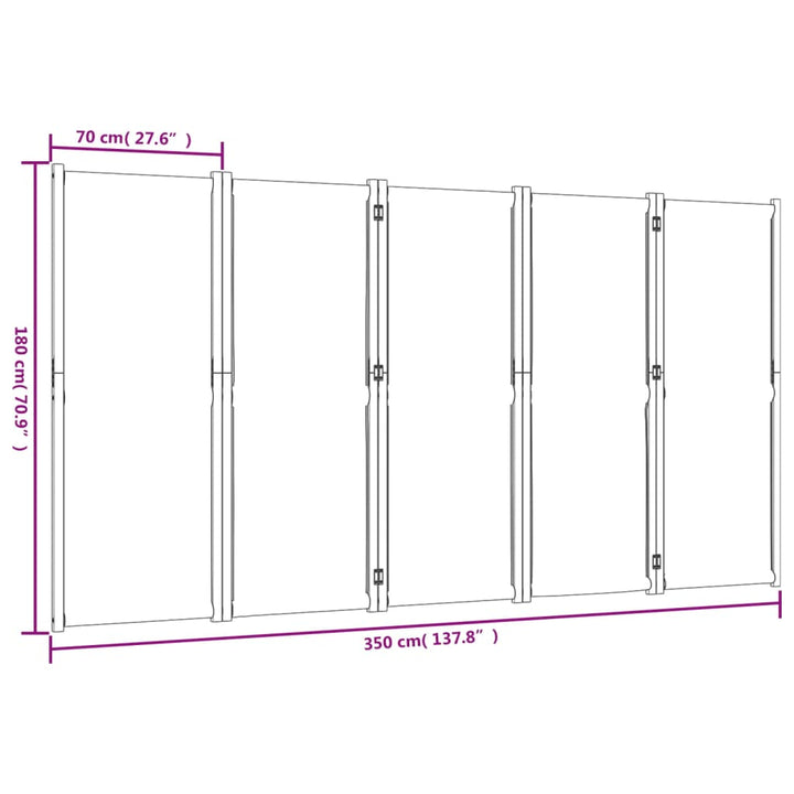 Kamerscherm met 5 panelen 350x180 cm donkerblauw