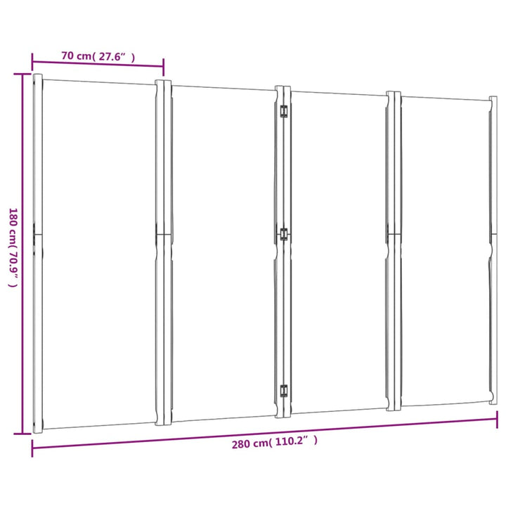 Kamerscherm met 4 panelen 280x180 cm taupe