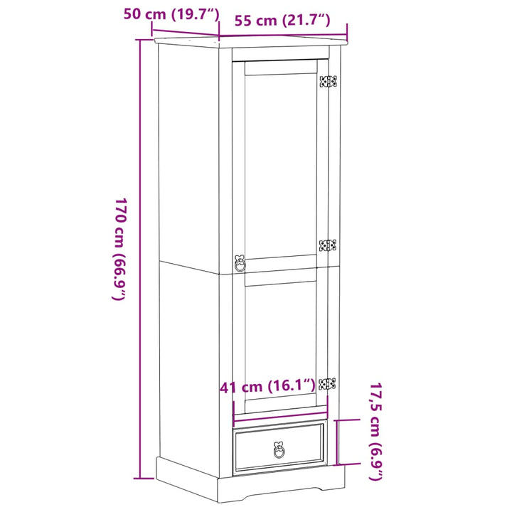 Kledingkast Corona 55x50x170 cm massief groenenhout