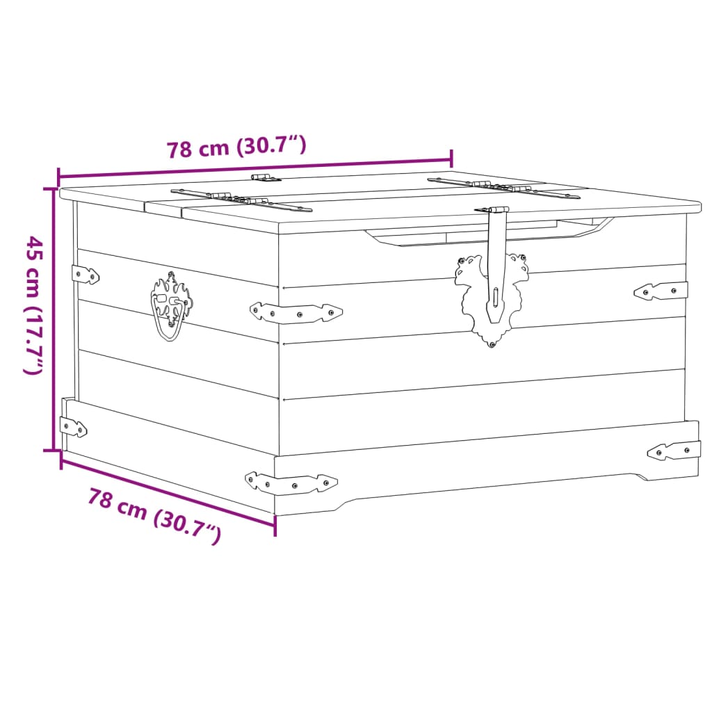 Opbergbox Corona 78x78x45 cm massief grenenhout