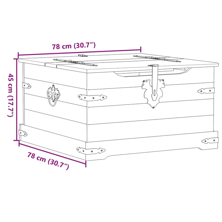 Opbergbox Corona 78x78x45 cm massief grenenhout