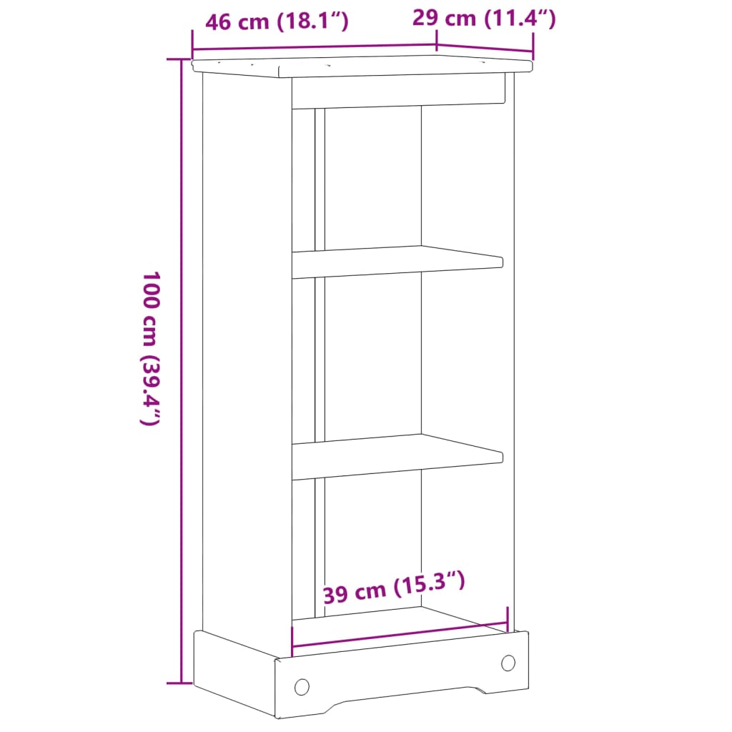 Boekenkast Corona 46x29x100 cm massief groenenhout