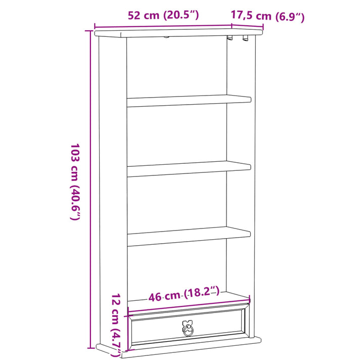 Cd-kast Corona 52x17,5x103 cm massief grenenhout