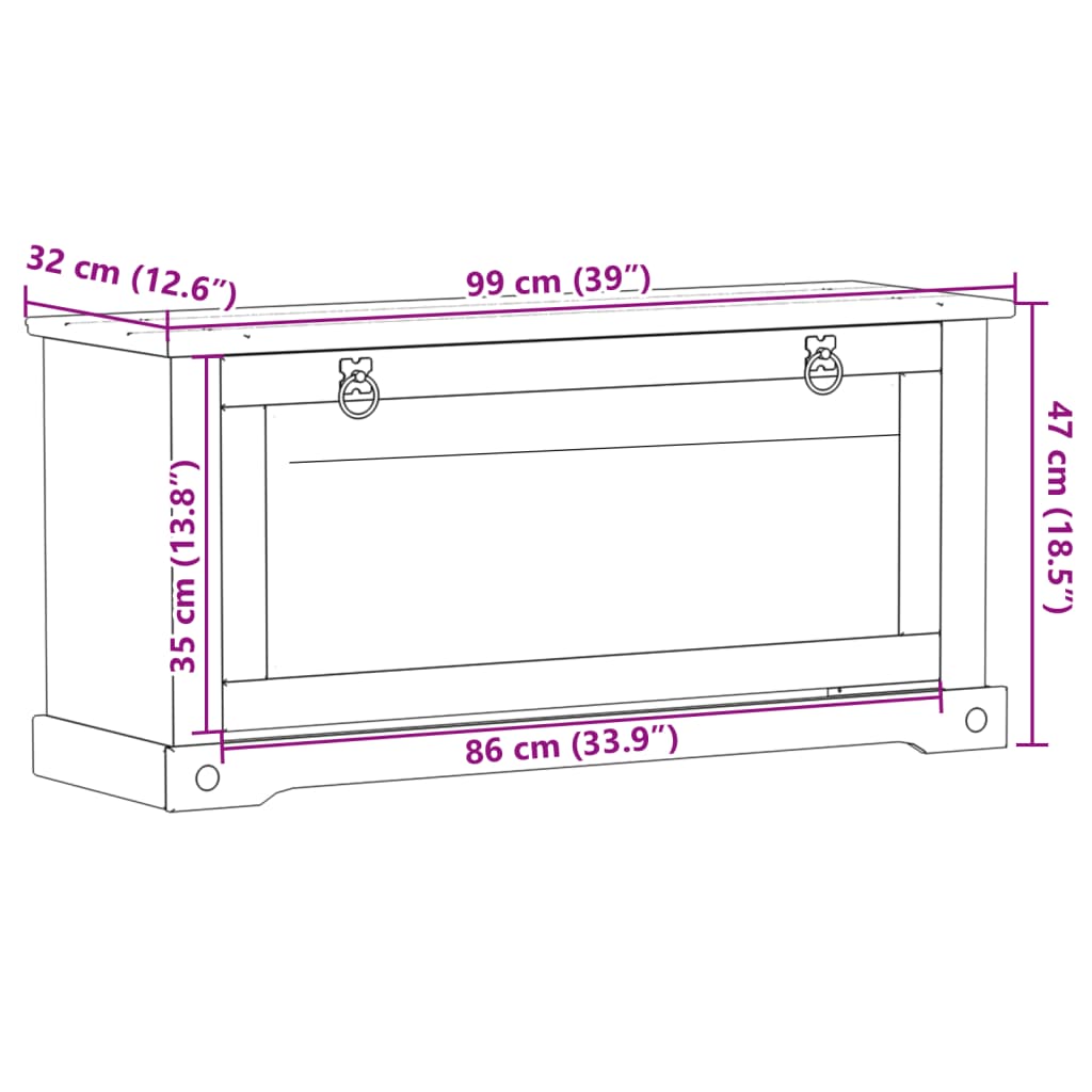 Schoenenkast Corona 99x32x47 cm massief groenenhout