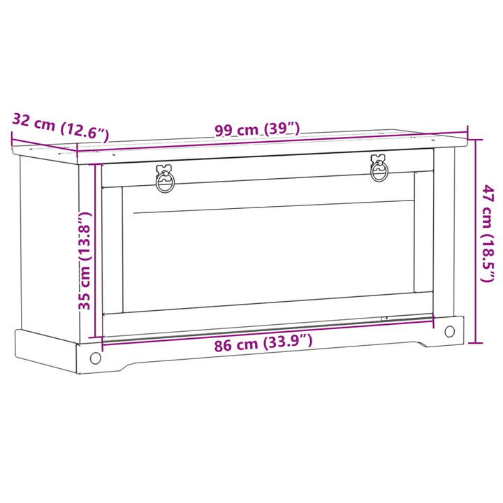 Schoenenkast Corona 99x32x47 cm massief groenenhout