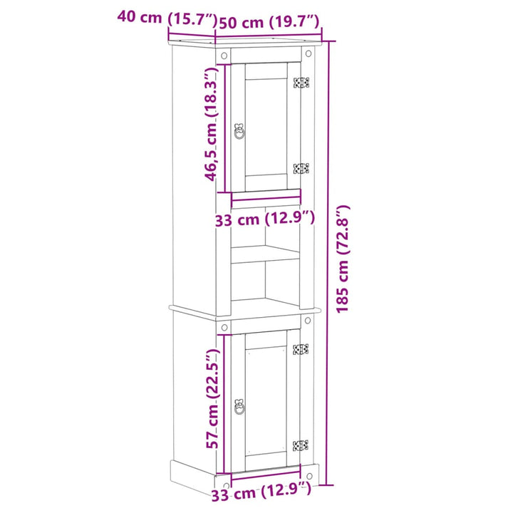 Badkamerkast Corona 50x40x185 cm massief groenenhout