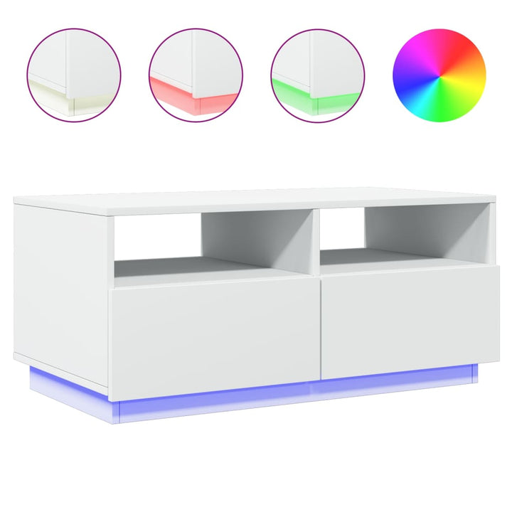 Salontafel met LED-verlichting 90x49x40 cm wit