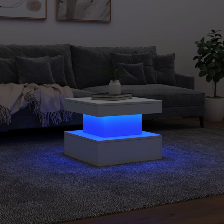 Salontafel met LED-verlichting 50x50x40 cm wit