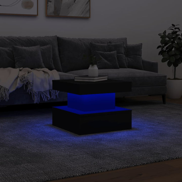 Salontafel met LED-verlichting 50x50x40 cm zwart