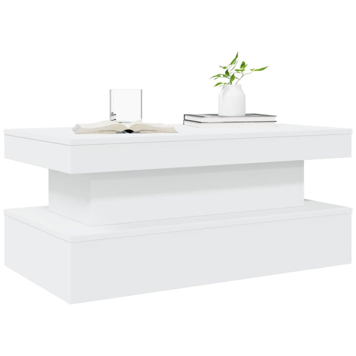 Salontafel met LED-verlichting 90x50x40 cm wit