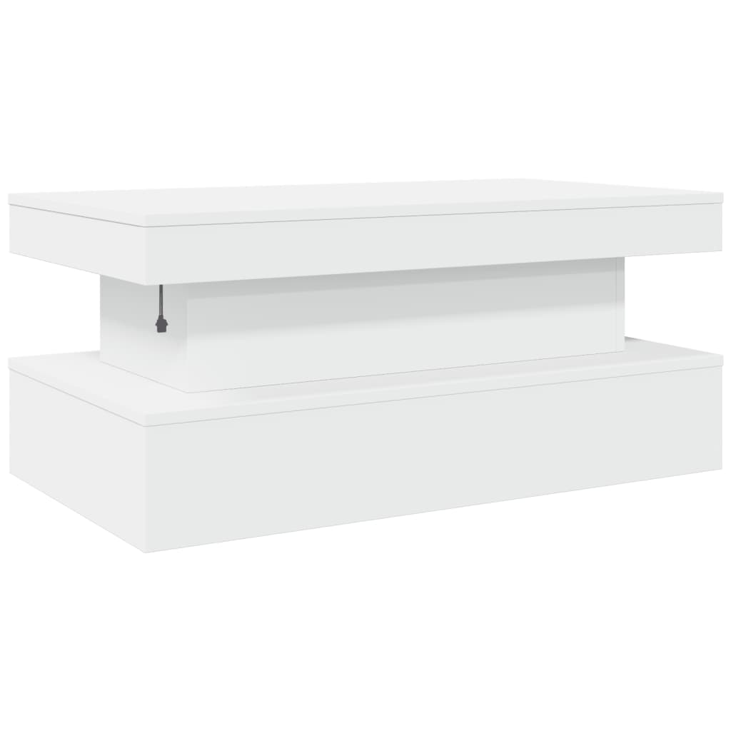 Salontafel met LED-verlichting 90x50x40 cm wit