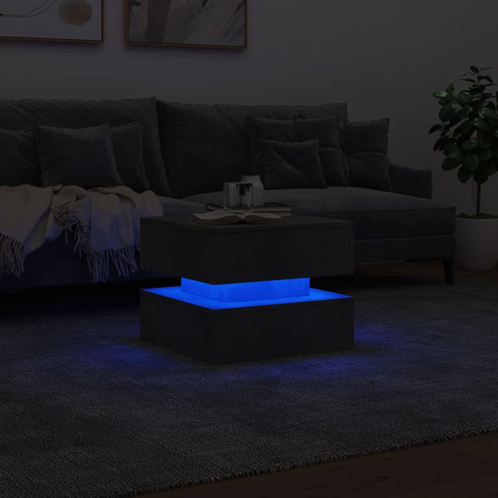 Salontafel met LED-verlichting 50x50x40 cm betongrijs