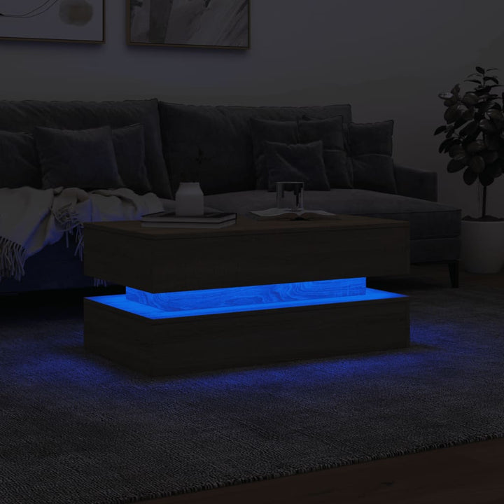 Salontafel met LED-verlichting 90x50x40 cm sonoma eikenkleurig