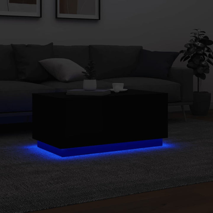 Salontafel met LED-verlichting 90x50x40 cm zwart