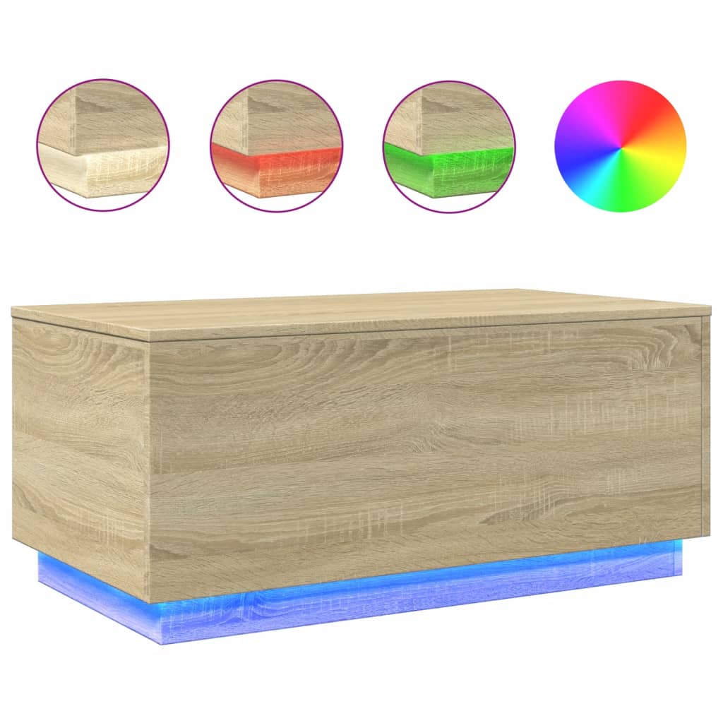 Salontafel met LED-verlichting 90x50x40 cm sonoma eikenkleurig