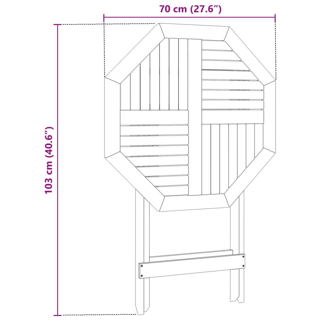 Tuintafel inklapbaar ø70x75 cm massief acaciahout