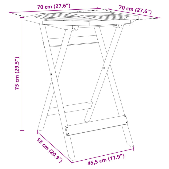 Tuintafel inklapbaar ø70x75 cm massief acaciahout