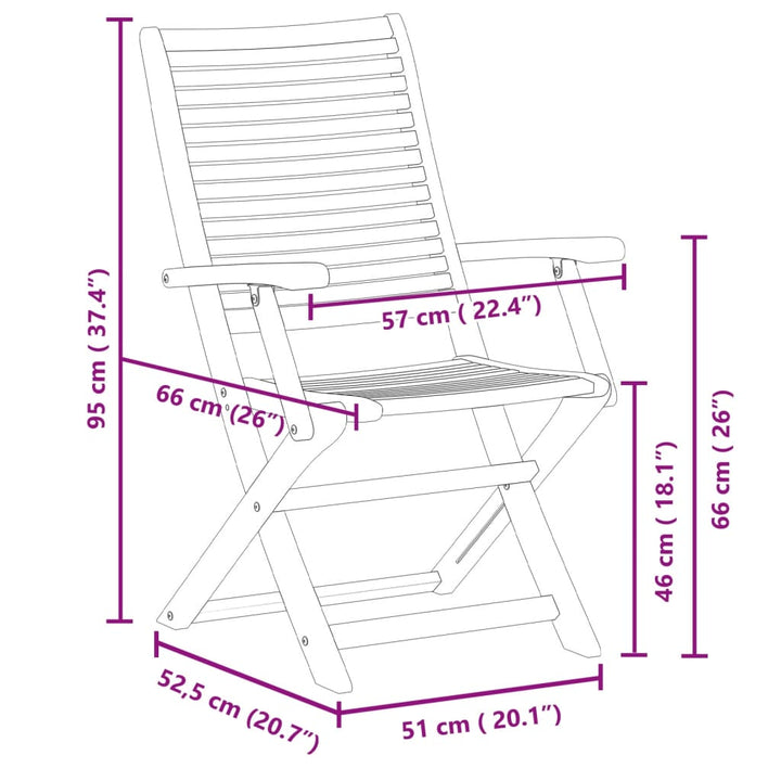 Tuinstoelen inklapbaar 2 st met armleuning massief acaciahout