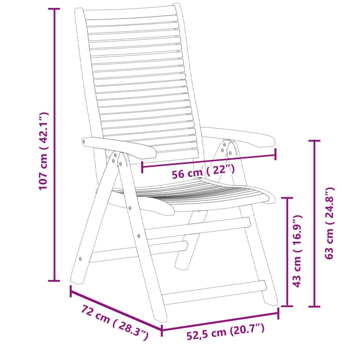 Tuinstoelen 2 st inklapbaar verstelbaar massief acaciahout