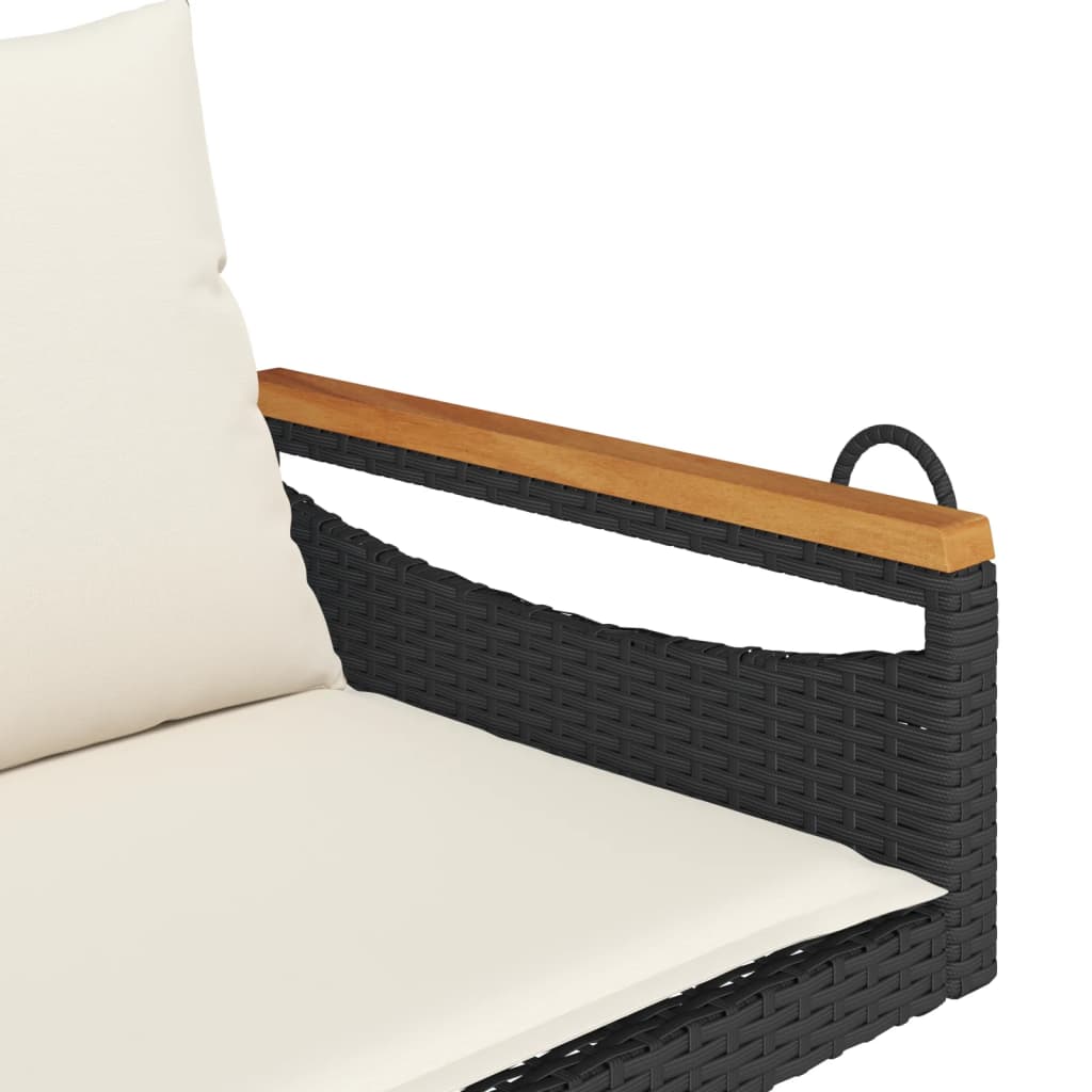 Schommelbank met kussens 109x62x40 cm poly rattan zwart