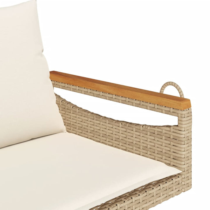 Schommelbank met kussens 109x62x40 cm poly rattan beige