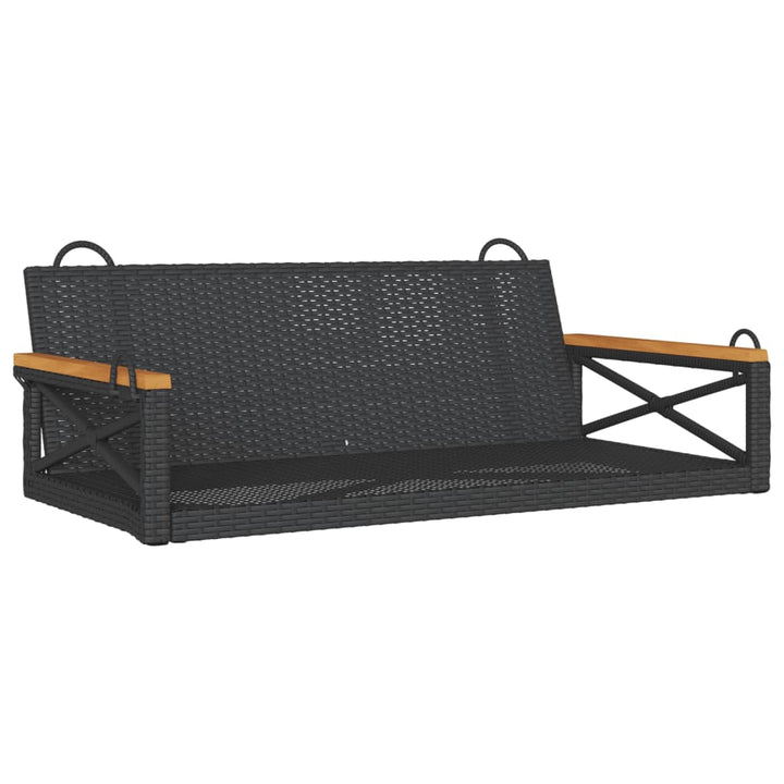 Schommelbank 109x62x40 cm poly rattan zwart