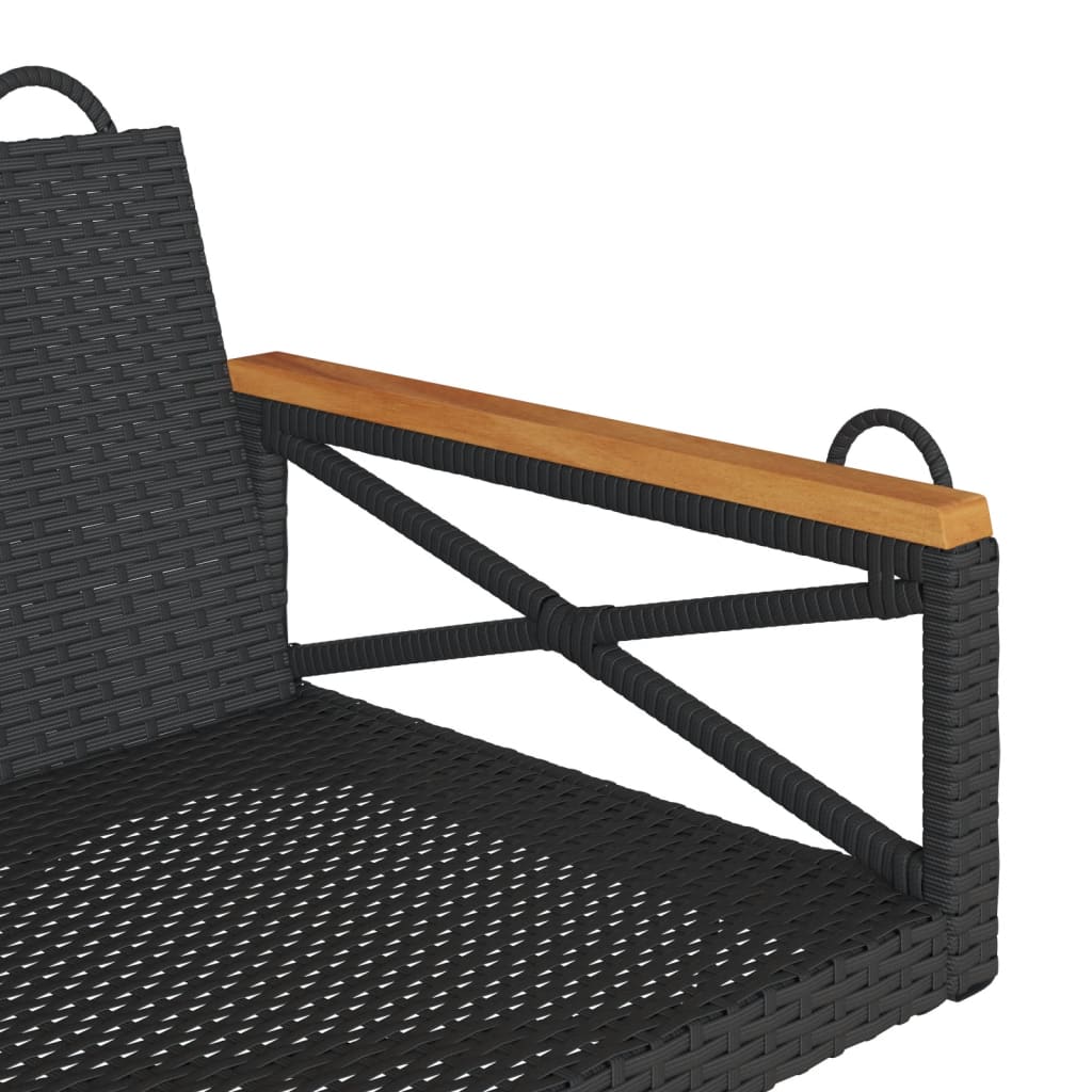 Schommelbank 109x62x40 cm poly rattan zwart