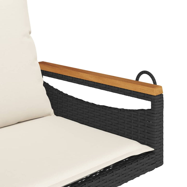 Schommelbank met kussens 63x62x40 cm poly rattan zwart