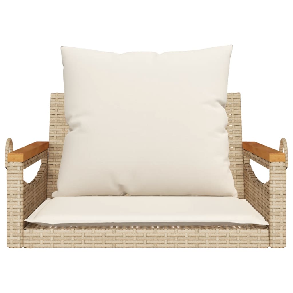 Schommelbank met kussens 63x62x40 cm poly rattan beige