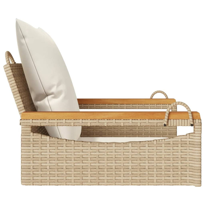 Schommelbank met kussens 63x62x40 cm poly rattan beige