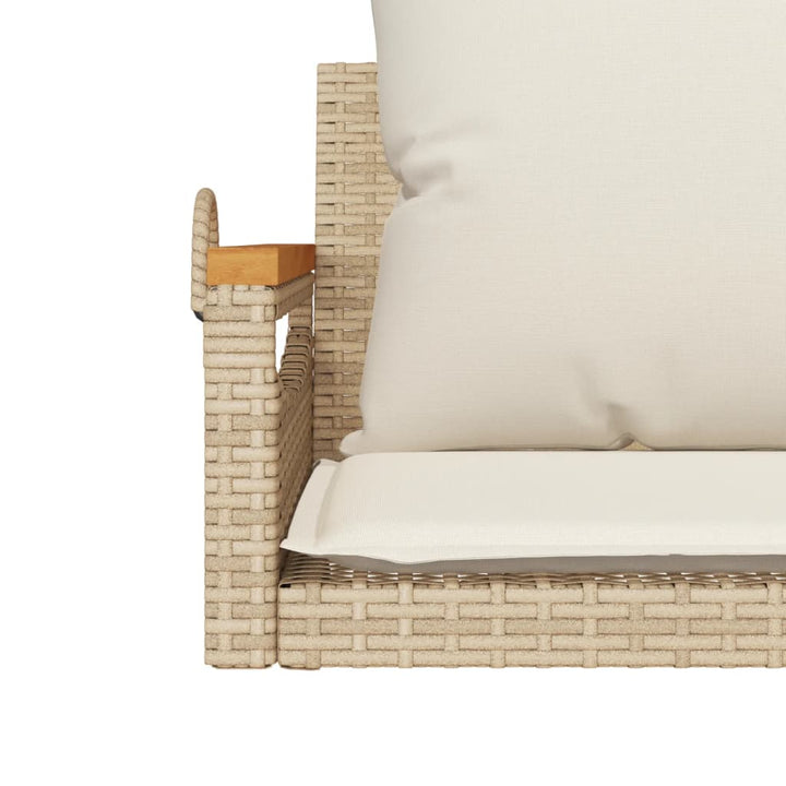 Schommelbank met kussens 63x62x40 cm poly rattan beige