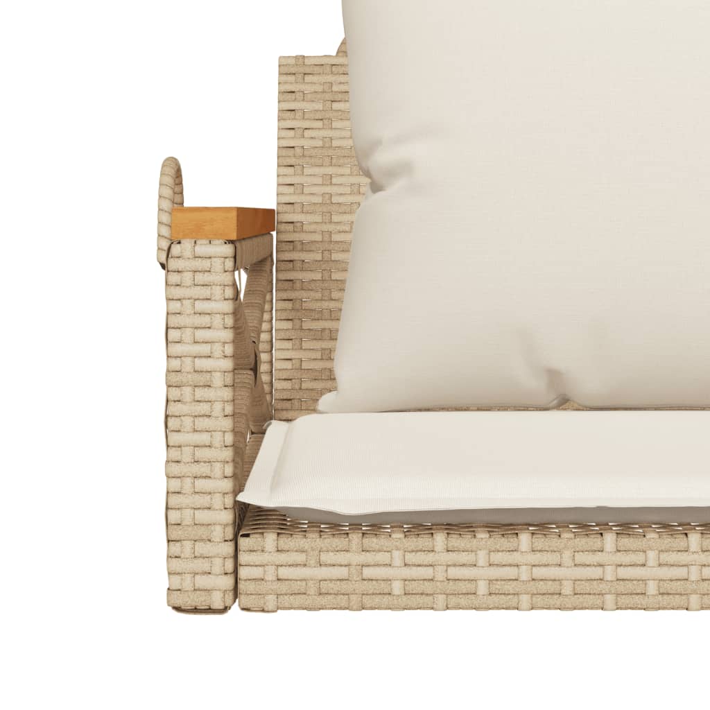 Schommelbank met kussens 63x62x40 cm poly rattan beige