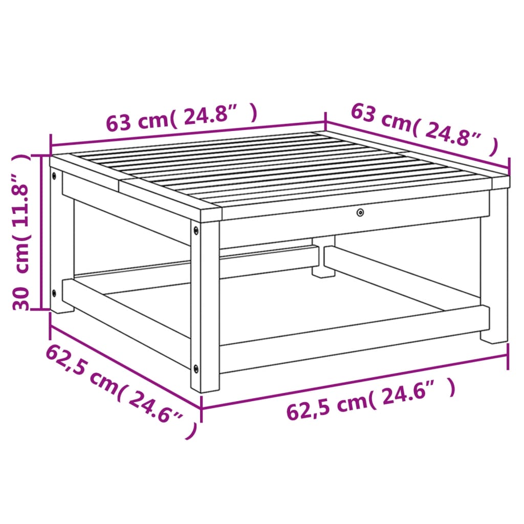 Tuintafel 63x63x30 cm massief acaciahout