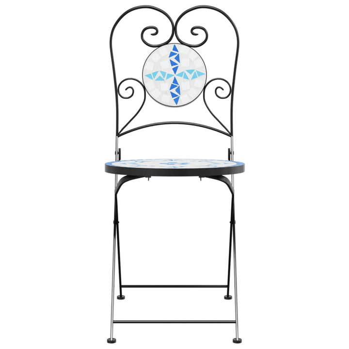 Bistrostoelen 2 st inklapbaar keramiek blauw en wit