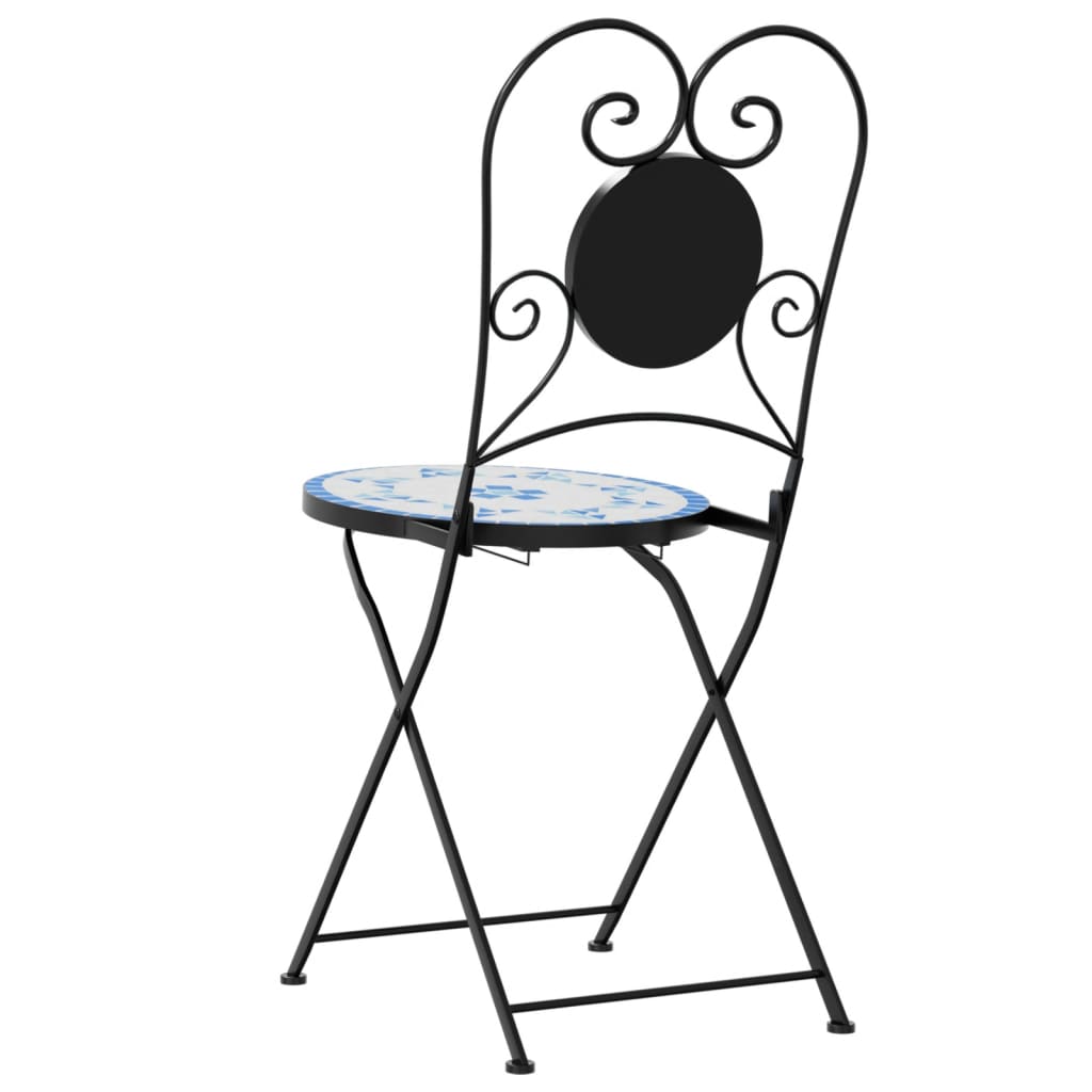 Bistrostoelen 2 st inklapbaar keramiek blauw en wit