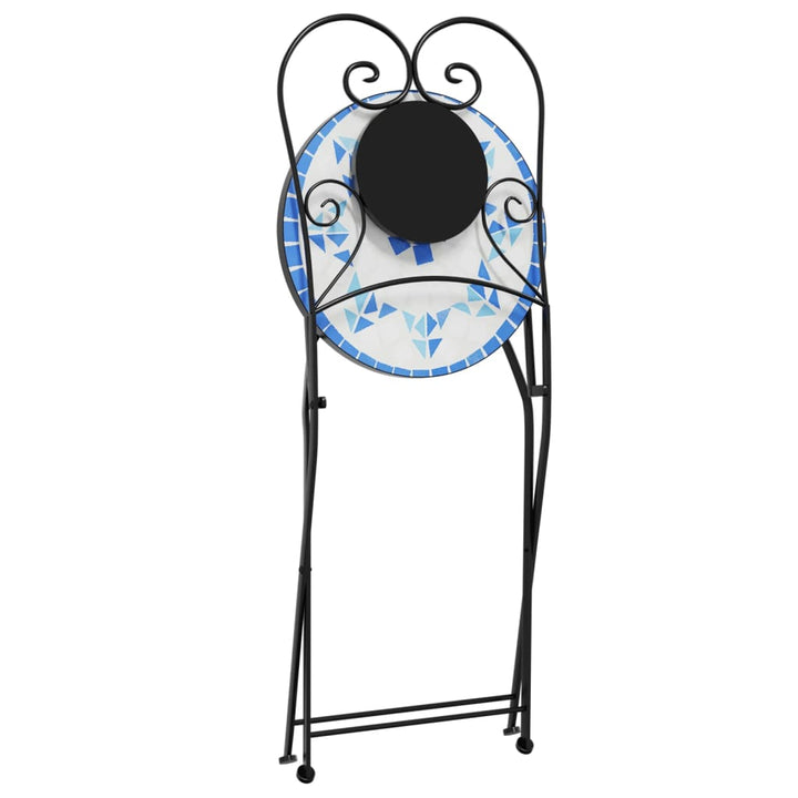 Bistrostoelen 2 st inklapbaar keramiek blauw en wit