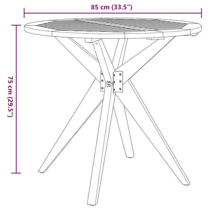 Tuintafel rond ø˜85x75 cm massief acaciahout