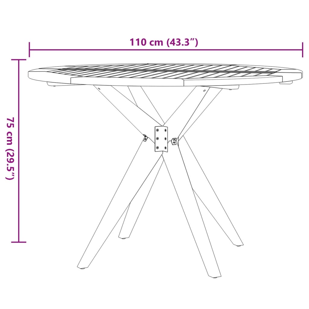 Tuintafel rond ø˜110x75 cm massief acaciahout