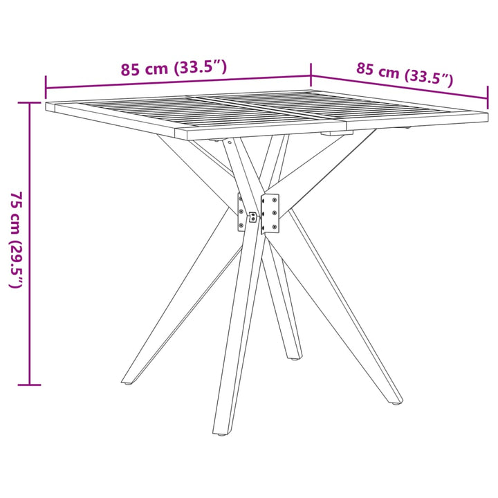 Tuintafel vierkant 85x85x75 cm massief acaciahout