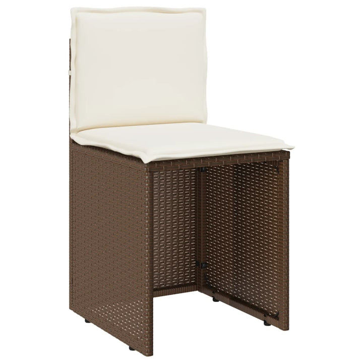 3-delige Bistroset met kussens poly rattan bruin